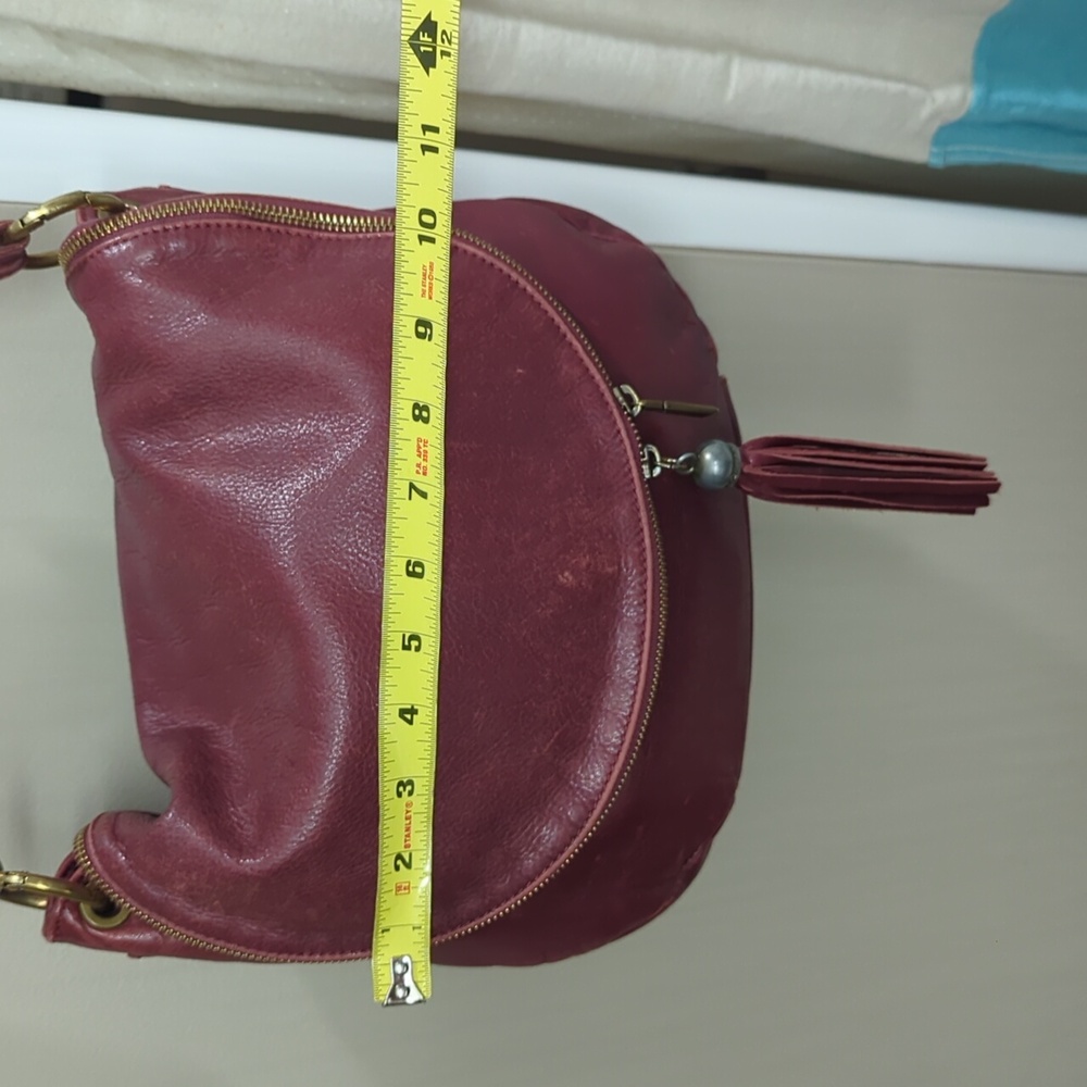 Leather Shoulder Bag Mahogany Color - Picture 7 of 8